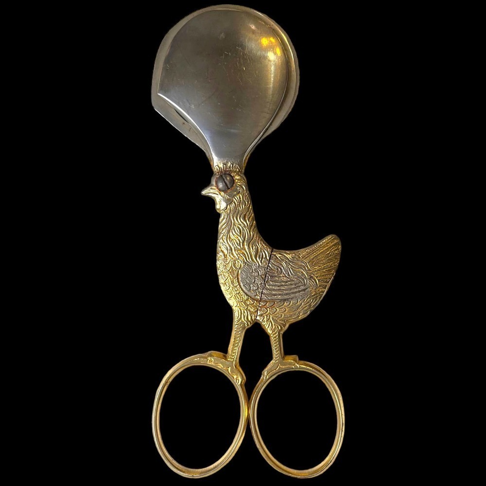 Brass Chicken-Handle Kitchen Shears with Silver Blade - Gold